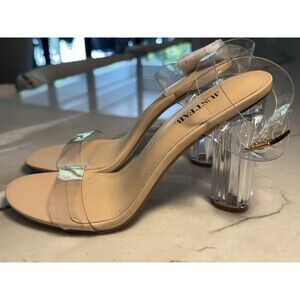 Just Fab Heels “Hanna” Nude Pumps Sandal 7.5